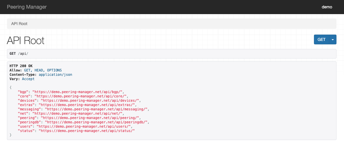 Peering Manager API Example